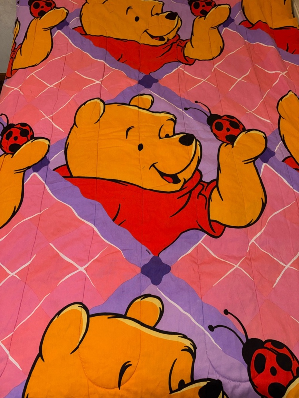 Vintage 90s Winnie the Pooh Colorful Panel Bedding